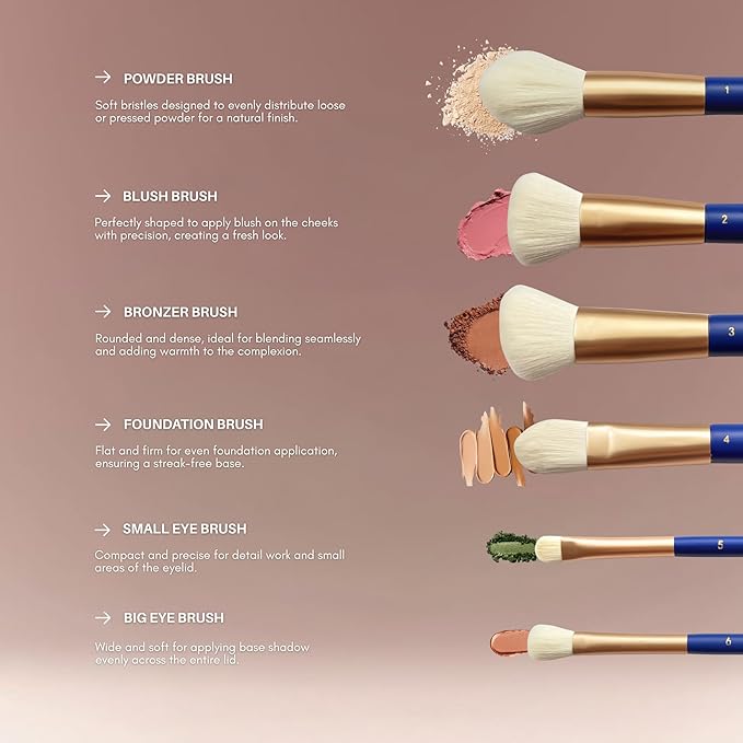 BERRY Blue Premium Makeup Brush Set – 12-Piece Professional Ultra-Soft Synthetic Brushes for Face & Eyes | Foundation, Powder, Blush, Concealer, Eyeshadow – Vegan, Cruelty-Free, Numbered, Travel Case