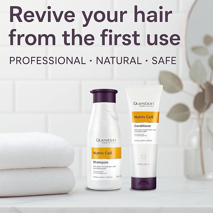 Sulfate-Free Shampoo and Conditioner Set for Dry & Damaged Hair – Deep Repair with Shea Butter & Plant-Based Stem Cells – Frizz Control & Moisture Boost – Set 2 | 11.16 + 7.8 fl oz