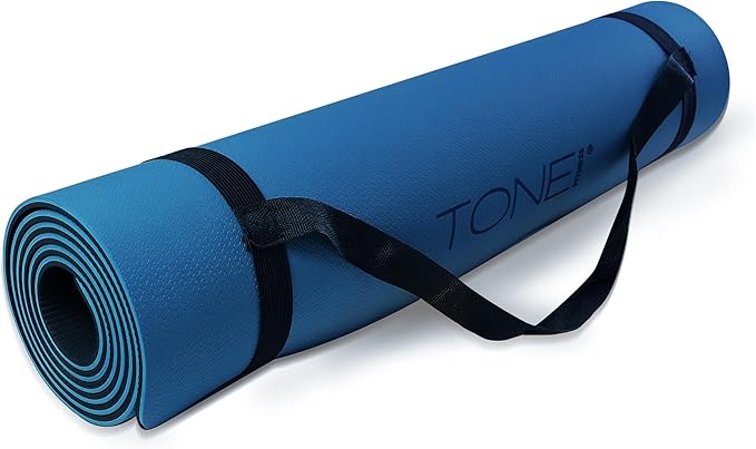 TONE Fitness Yoga Mat 1/4" Thick Non Slip Exercise & Pilates Mat for Home Workouts with Carrying Strap | Multiple Options