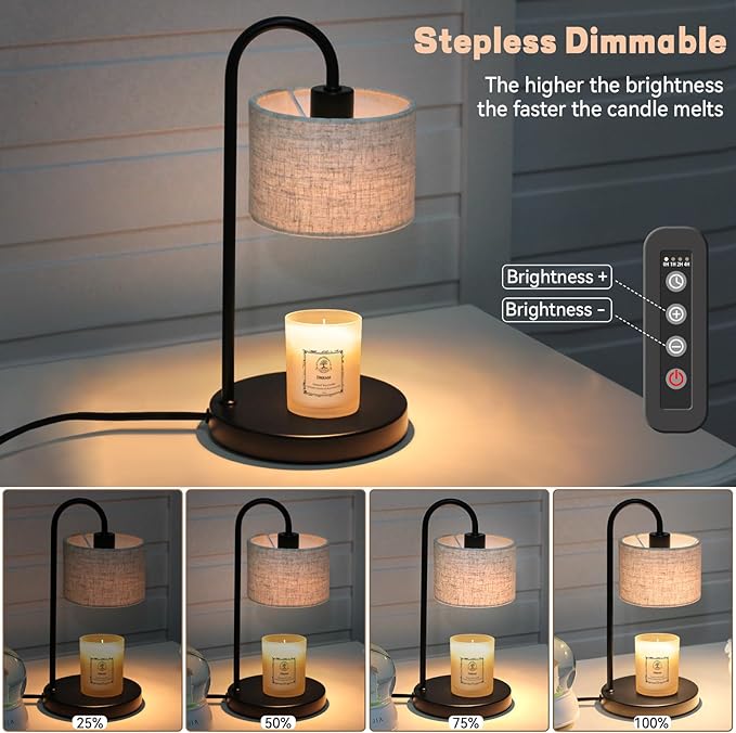 Candle Warmer Lamp with Timer, Dimmable Candle Wax Warmer Candle Lamp Warmer for Scented Candles with 2 Bulbs, House Warming Gifts Christmas Gifts for Women Home Decor - Linen