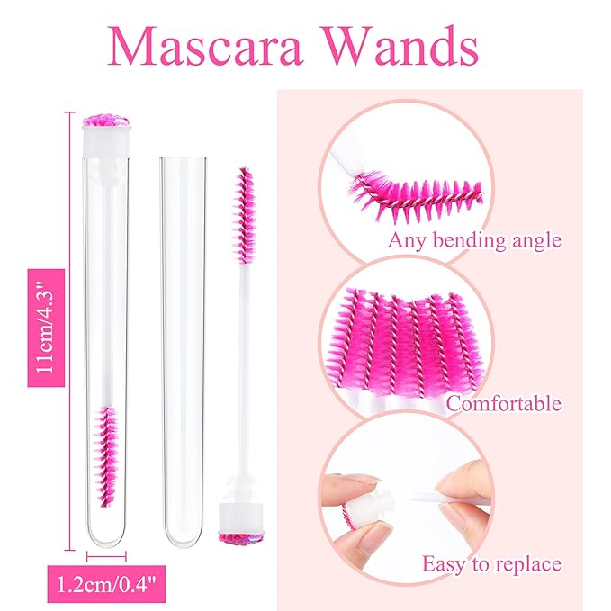 Dming 20pcs Lash brush tube Mascara spoolie Lash tubes Mascara wand tube Makeup diamond brushscale d pink