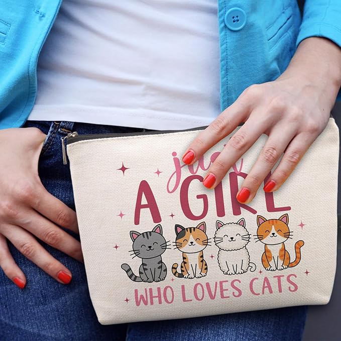 Lcoanriut Cat Makeup Bag Cute Cats Themed Gifts for Cat Lovers Women Girls Funny Birthday Friendship Christmas Gifts Cute Cats Pencil Case Zipper Pouch for Women Best Friends Mom Sister Bestie