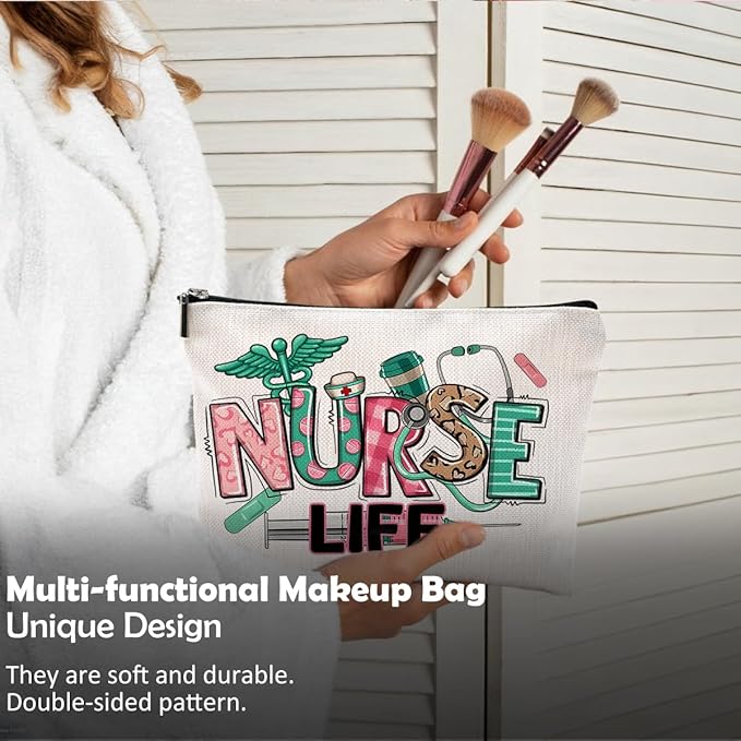 QGFM Nurse Makeup Bags,Nurse Gifts for Women,Nurse Cosmetic Bags With Zipper,Nurse Gifts for Nursing Student,Student Nurse Gifts(F style)