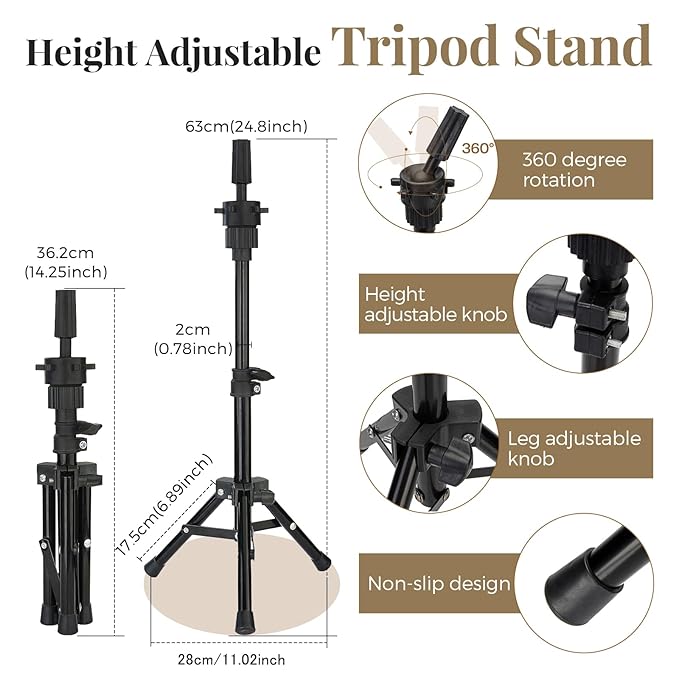 28 Inch Mannequin Head 80% Human Hair with Tripod Stand,Mannequin Cosmetology Manikin Practice Doll Head with stand,Braiding Hairdressing Head for Hair Styling with Table Clamp + DIY Hair Styling Set