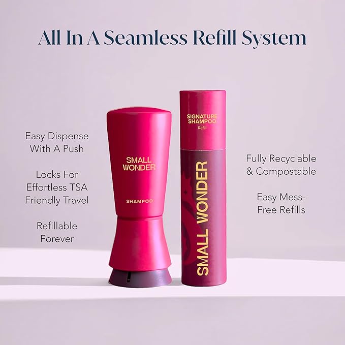 SMALL WONDER® Signature Shampoo and Conditioner Set (50-80 Washes) – Sulfate Free, Paraben-Free, Color-Safe, Powder to Creamy Lather Formula (Signature Shampoo & Conditioner Set)