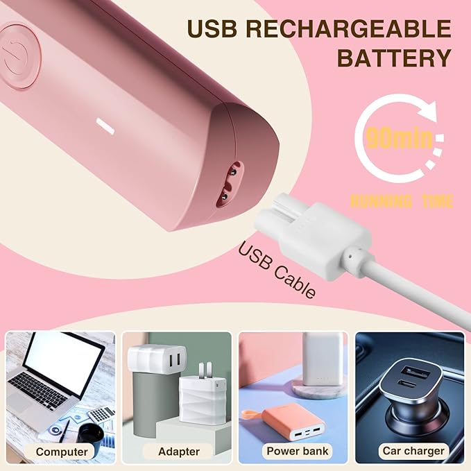 Bikini Trimmer for Women,Rechargeable Ladies Bikini Hair Trimmer Removal with Snap-in Ceramic Blades IP7X Washable Head,Pink