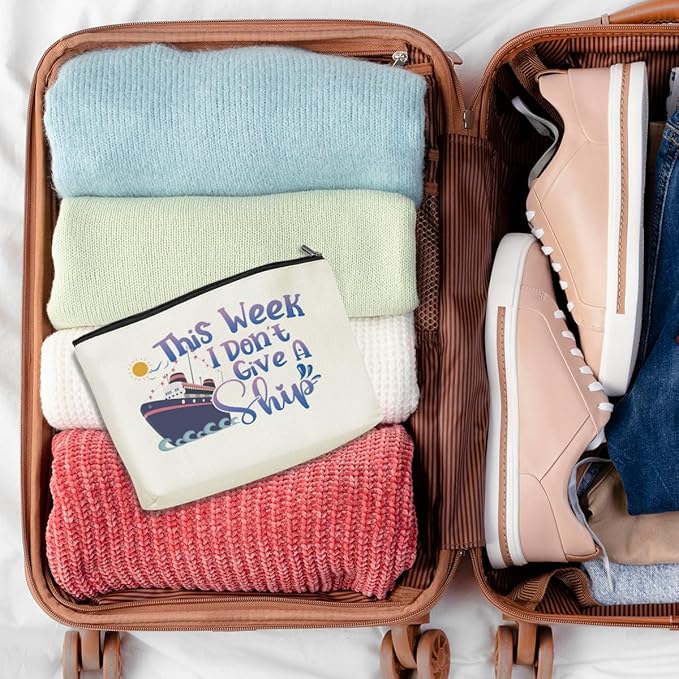 Funny Cruise Ship Cosmetic Bag Cruise Gifts Summer Vacation Cruise Trip Makeup Bag Gifts for Cruise Lovers Women Bestie Her Girls Trip Gifts Favors Makeup Pouch Bags Birthday Christmas Graduation