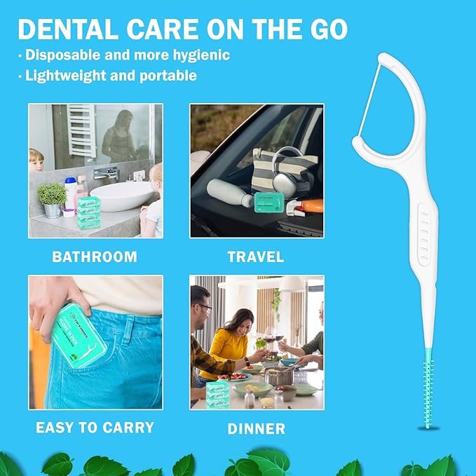 Dr. Emma Dental Floss Picks Tooth Flosser for Adults Teeth Cleaning Interdental Picks Mint Flavor Toothpick Stick Soft On Gum & Teeth, 160 Count