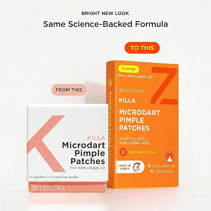 ZitSticka Killa Acne Patches for Face - World's Most Potent Pimple Patch with Fast-Acting Microdarts - Starts Working within 2 Hours for Deep, Early-Stage Zits and Blemish - 4 Count