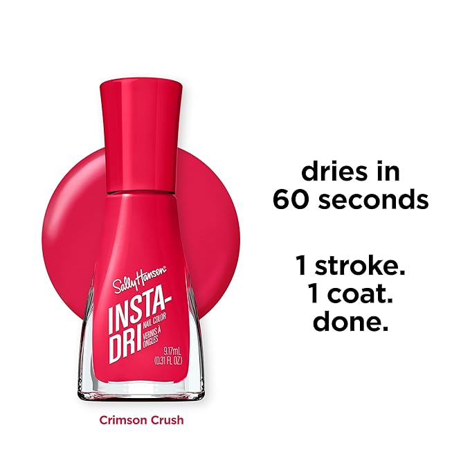 Sally Hansen Insta-Dri Nail Polish | Quick Dry, Long Lasting, Streak-Free Shine | Opaque, Glossy | 362 Crimson Crush | Classic Crimson Red Nail Color