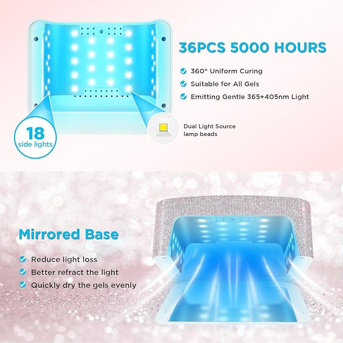 Cordless uv nail lamp, rechargeable