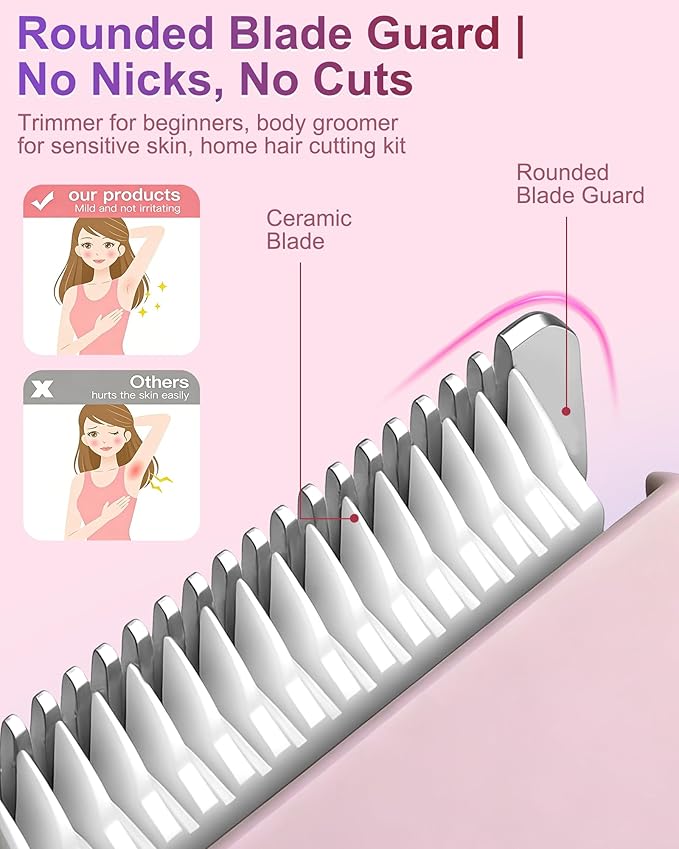 Bikini Trimmer for Women,3 in 1 Electric Shaver,IPX7 Waterproof Hair Trimmer Women USB Recharge (Pink)