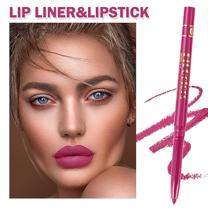 Lip Liner Set,6 Colors Non-Stick Cup Brown Pink Long