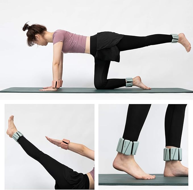 Adjustable Women Wrist Weights - Silicone Bracelet Button 1 LB 2 Per