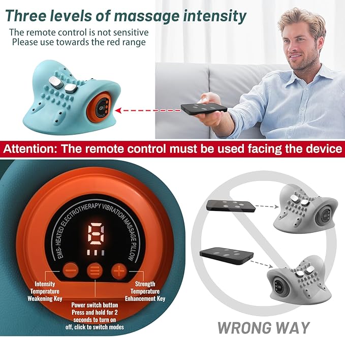 Neck Massager, Masajeador de Cuello, 3 Modes Electric Neck and Shoulder Relaxer Pillow, with Heat 26° Angle Cervical Traction Device for Pain Relief Deep Tissue