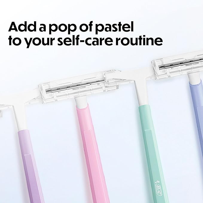 BIC Silky Touch Women's Disposable 2 Blade Razors, Pretty Pastel Handles and Travel Ready, 10-Pack