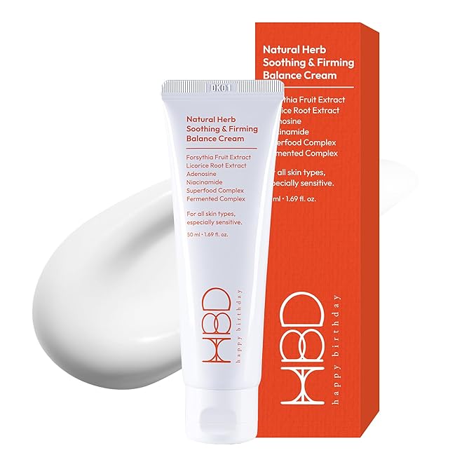 HBD Soothing & Firming Face Moisturizer with Niacinamide & Adenosine – Korean Anti-Wrinkle & Hydrating Cream – Lightweight, Sensitive Skin Safe, 1.69 Fl Oz