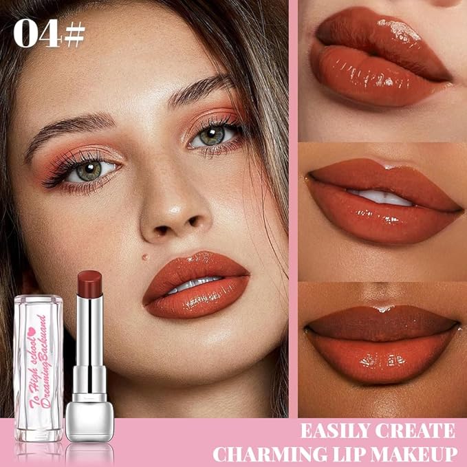 HHLTOH Plumper Moisturizing Butter Lipstick for Women, Natural Tinted Lip Balm Shine Nourishing Hydrating Lip Gloss Stain for Dry Lips, Lightweight Lip Liner Care Makeup, Vegan, 2Pc Rose & Brown Black