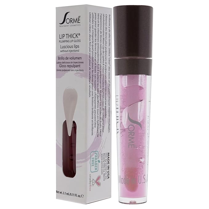 Sorme Cosmetics LipThick Plumping Gloss in Clear | Plumping Lip Gloss with Vitamins and Botanicals | Lip Plumping Gloss with Maxi-Lip Peptides | Cruelty-Free Lip Makeup