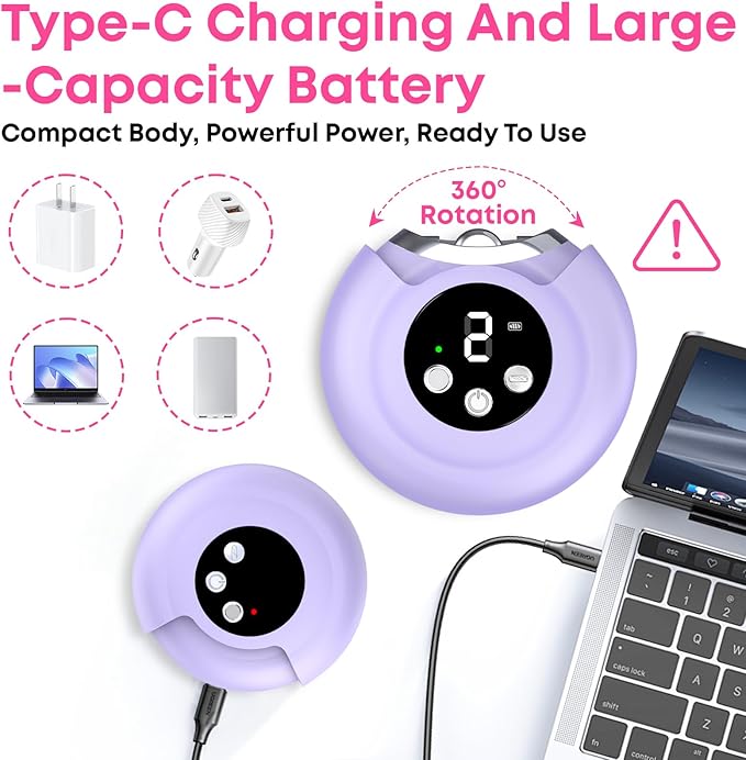 Gifts for Women Electric Nail Clipper for Adults & Seniors, 3 Speeds Automatic Nail Clipper & Trimmer with LED Light 360° Rotating Fingernail Clipper with Polisher Rechargeable Electric Nail File