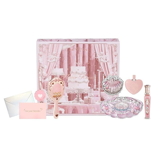 Flower Knows Feb-Glamour Glow Makeup Box Set,8-Piece Beauty Kit,Includes Eyeshadow Palette,Lip Cream,Blush,Brush,Protable Mirror,Card,Box,Perfect Anniversary Valentine,Make Up Gift for Women & Girls