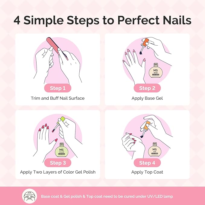 MelodySusie Highly Pigmented Gel Nail Polish Set,10 Dopamine Colors with 2 Top & Base Coat, TPO & HEMA Free Plant-Based Formula, 16.5ml Tilt-and-Stand Bottle, Gift for Nail Art at Home(Hot Pink)