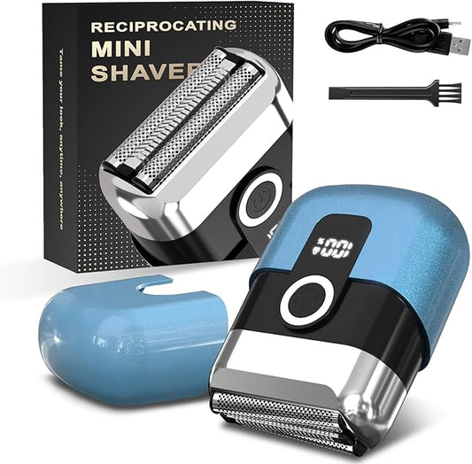 Electric Foil Shaver for Men: Mini Electric Razor for Face/Beard - 3 Floating Blades Cordless Razor with LED Display - IPX7 Waterproof Wet Dry Shaving for Travel & Home, USB Type C
