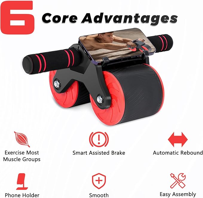 Automatic Rebound Abdominal Wheel Workout,2 Wheels