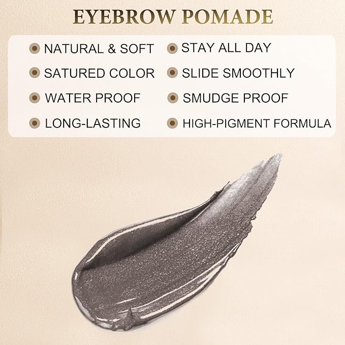 LAVONE Eyebrow Stamp Stencil Kit, Brow Stamp Trio Kit with Waterproof Eyebrow Pencil, Pomade, 20 Eyebrow Stencils, Dual-ended Eyebrow Brush and Sponge Applicator - Light Brown
