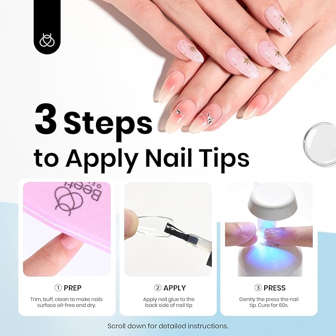 beetles Gel Polish 9 In 1 Gel Nail Glue for Clear Acrylic Nail Tips 2 Pcs 15ml Long Lasting Nail Gel Kit for False Nails Tips, Base Blooming Nail Gel, Spring Nail Art, U V Light Required