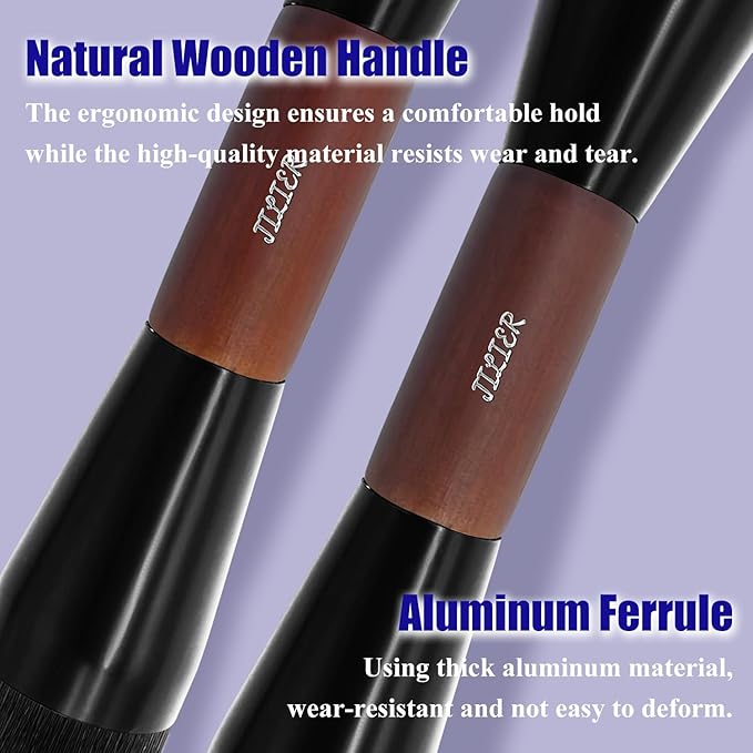 Double Ended Foundation Brush & Blending Brush for Makeup, Soft, Dense Bristles for Sensitive Skin, Duo Blush Brush for Liquid, Powder, Cream, Blending, Buffing–Travel-Friendly, Kabuki Makeup Brushes