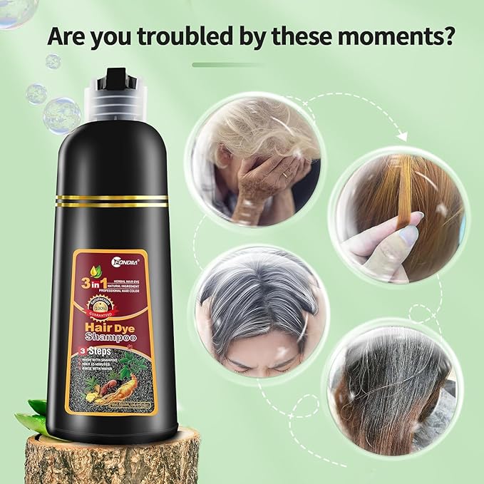 leorx Hair Dye shampoo, 3 In 1 Silver Color Shampoo Dye For Refresh Hair Instant Herbal Coloring For Women&Men - Tintes Para El Cabello Profesional