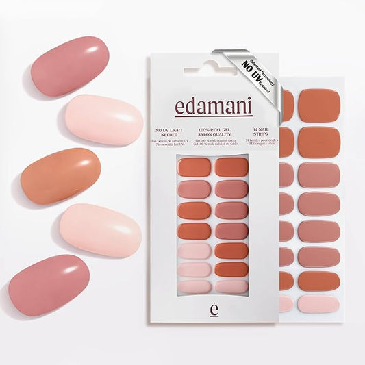 34 Piece Fully Cured Gel Nail Strips With No UV Light Needed, 14+ Days Gel Nail Polish Stickers, Salon Quality, Easy to Apply & Remove – Toxin Free, No Damage (Barcelona Blush)