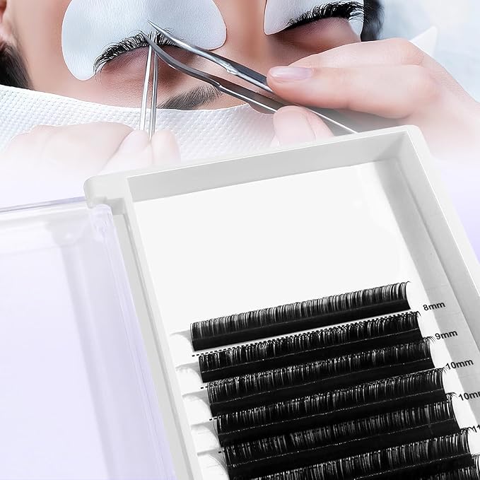 Classic7D Volume Permanent Eyelash Extension0.05mm Matte Black Velvet Single Root Lashes C/D Curl Individual Professional Self Stick False Lashes Extension for Lash Techs 8-15mm Mixed