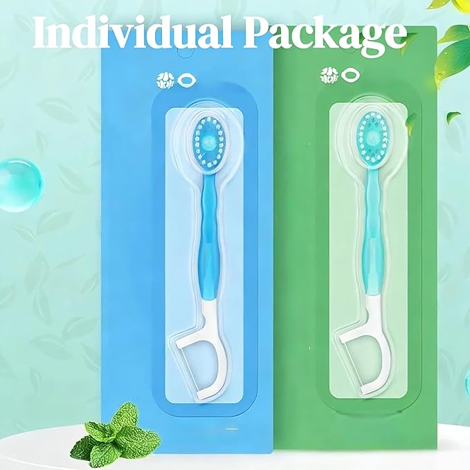 Disposable Travel Toothbrushes with Toothpaste, Individually Wrapped Mini Single Use Toothbrushes, No Water Needed Toothbrushes with Tongue Scraper for Travel, Hotel, Camping (1Pack)