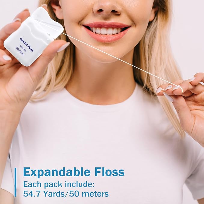 Honeydak 150 Pack Dental Floss Bulk Mint Flavored Floss 50m Each Travel Dental Floss Oral Care for Teeth and Gum Protection (White)