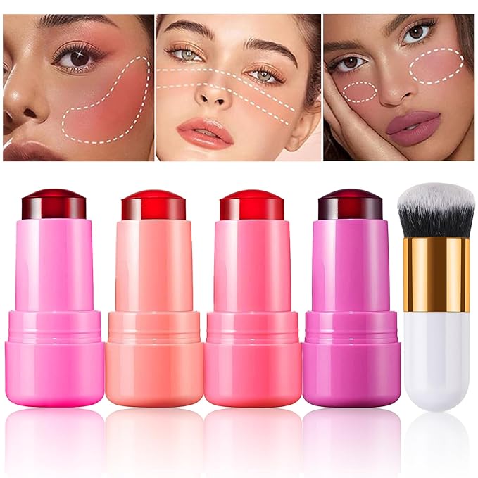 4 Pcs Milk Water Jelly Tint Stick, Sheer Cooling