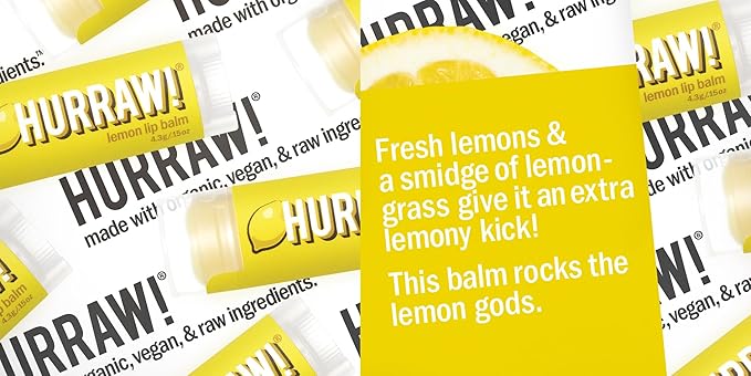 Hurraw! Lemon Lip Balm, 3 Pack: Palm