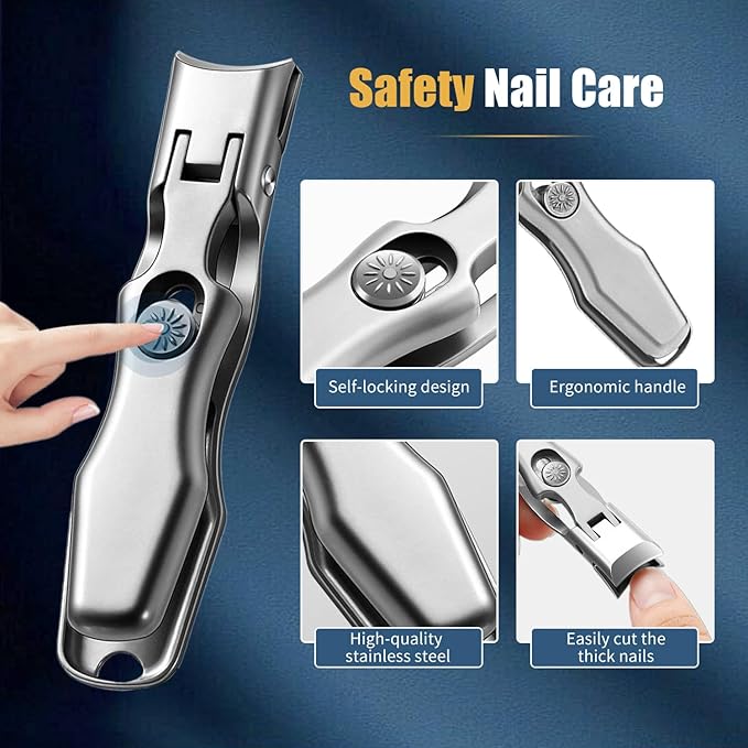 German Nail Clippers for Men, Upgraded Ultra Sharp Stainless Steel Nail Clippers for Thick Nails, Luxurious Ultra Sharp Nail Clippers Set with Nail File for Seniors Men Women (Color)