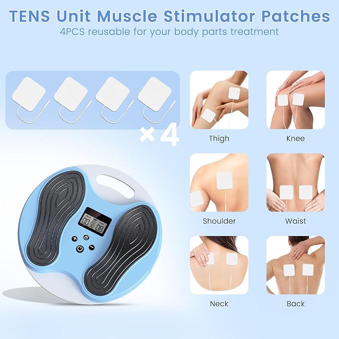 EMS Foot Massager for Neuropathy,NMES Foot Circulation Stimulator for Pain Relief, Plantar Fasciitis & Muscle Recovery,TENS Unit Muscle Stimulator with 4 Electrode Pads,12 Modes 20 Intensities