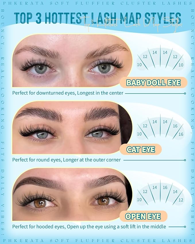 Eyelash Clusters Natural Lash Clusters Eyelash Extensions 240Pcs Wispy Cluster Lashes 10-16mm Lash Extension DIY Soft C Curly Individual Lashes with Thin Lash Band