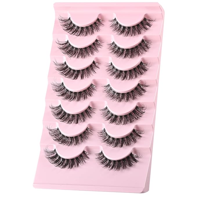 FARRED Cat Eye Lashes Natural Eyelashes Short Wispy Lash Strips Volume Cateye False Eyelash Medium Length Fake Lashes Natural Looking Hybrid Clusters Full Demi Wispies Strip Pestañas (A1 | 8-14MM)