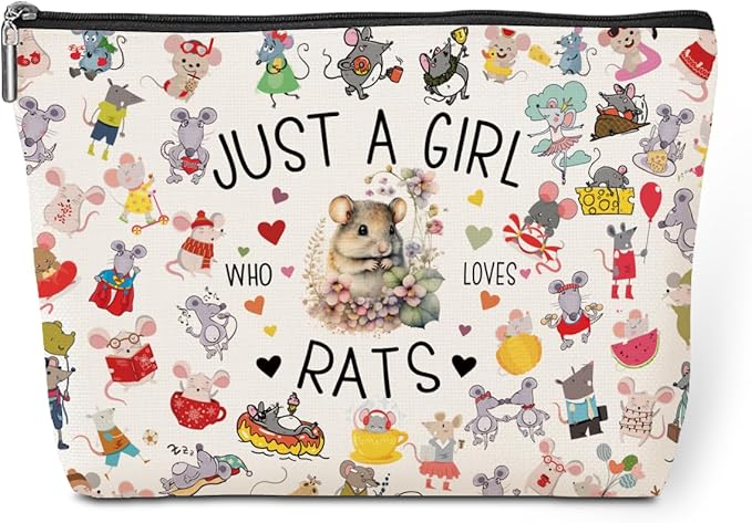 Rat Gifts Animal Lovers Gifts for Women Cute Rat Stuff Cosmetic Bag travel Makeup Bag Gifts for Women Daughter Coworker Friend Birthday Friendship Boss Day Anniversary Graduation Christmas Mothers Day