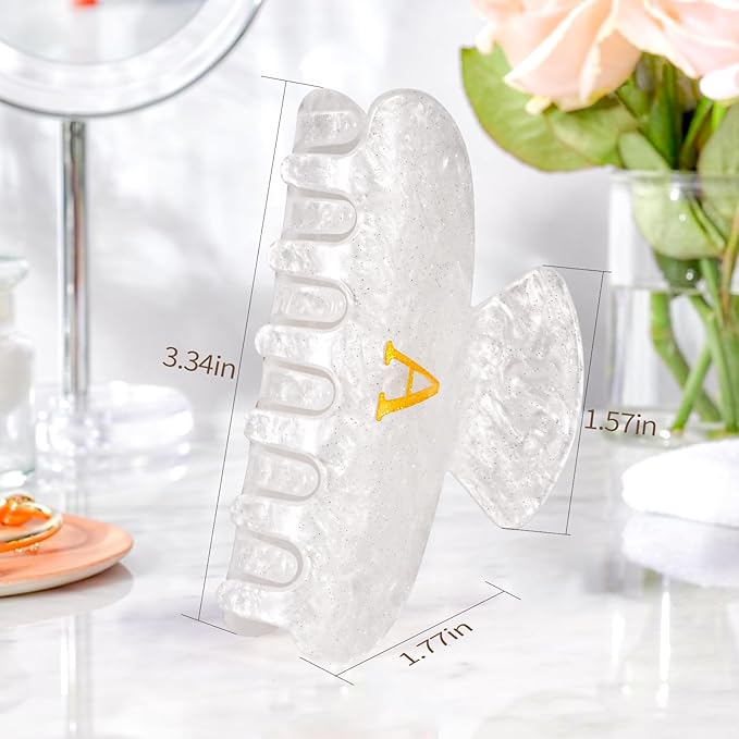 Hair Clips for Women | Monogram Hair Claw Hair Accessory | Personalized Gifts for Women Teen Girl Trendy Stuff | Cute Hair Claws | Gifts for Girls Her Mom Bridesmaid Wife - White,M