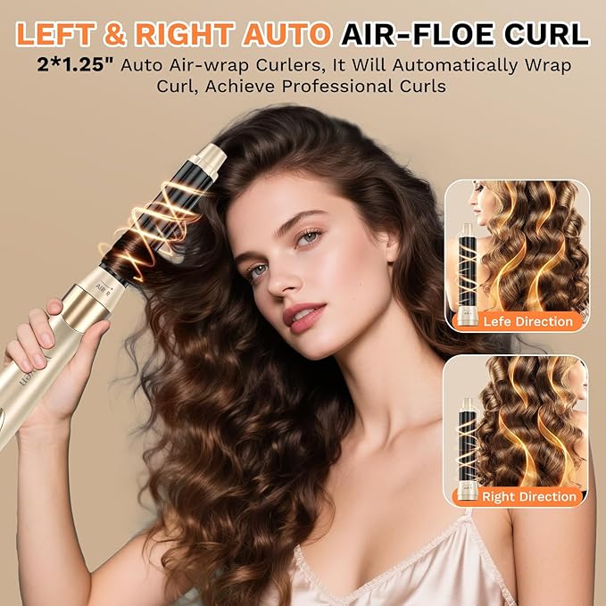 6 in 1 Hair Dryer Brush, 110,000 RPM High-Speed Blow Dryer Brush, No Heat Damage Hair Styler Auto Curler for Fast Drying, Curling, Volumizing, Straightening with Travel Bag