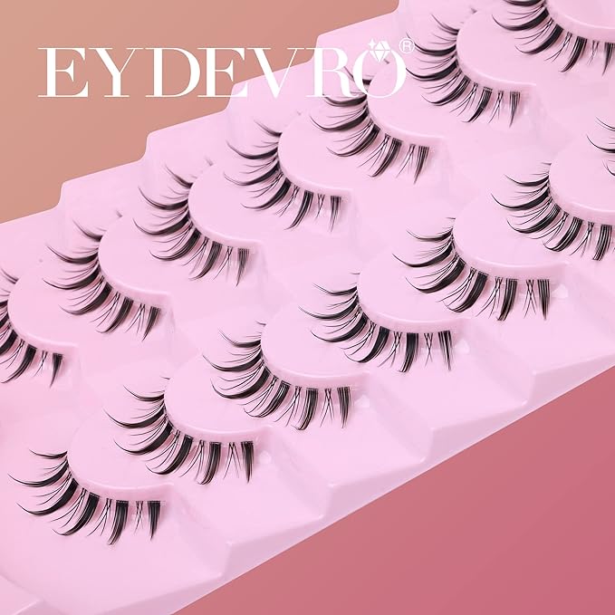 False Eyelashes Wispy Manga Lashes Natural Look Japanese Anime Lashes Manhua Effect Look Like Individual Clusters Spiky Cosplay Eyelashes with Clear Band 7 Pairs Pack by EYDEVRO