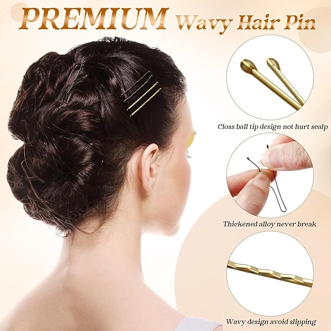 Tigeen 1200 Pcs Bobby Pins Bulk 2 Inch Hair Pins Kit for Women Invisible Wave Clips Pain-free Hairpin with Storage Case for Hairdressing Salon Ballet Studio Haircut All Hair Types(Black, Brown, Gold)