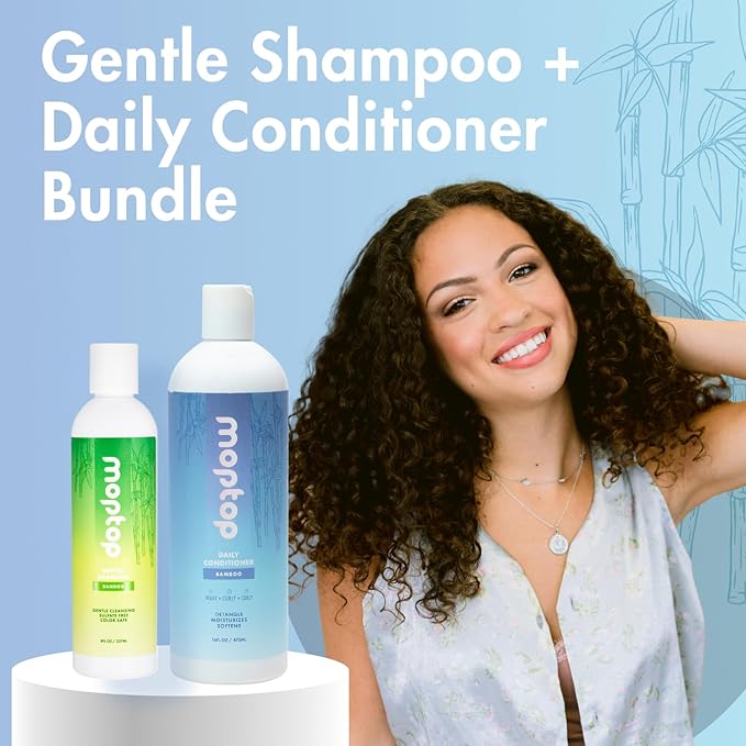 MopTop Sulfate Free Shampoo and Conditioner – Curly Hair Natural Shampoo and Conditioner Helps Restore Dry Damaged Hair & Reduce Frizz, Paraben Free Natural Hair Products for All Hair Types (2pk)