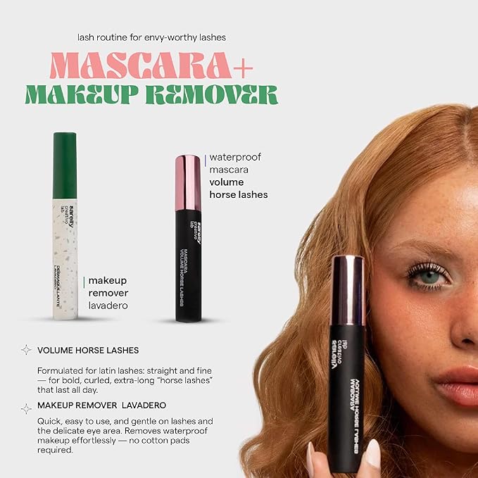 SARELLY Lash Kit | Horse Lashes Mascara + Lavadero Eye Makeup Remover | Waterproof Volume & Gentle Removal | Vegan & Cruelty-Free