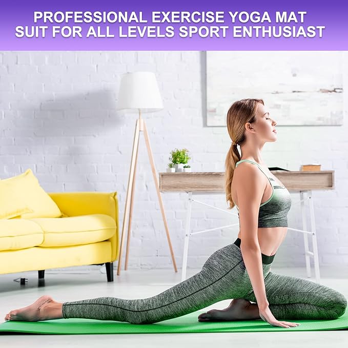 Funtery 3 mm Thick Yoga Mat Exercise Workout Mat Non Slip Fitness Pad for Women Gym Home Yoga Pilates